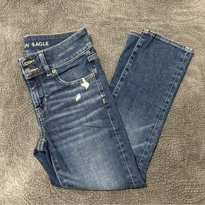 American Eagle Outfitters Women's Cropped Blue Skinny Jeans